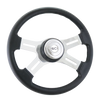 16" Polyurethane Rim, Chrome 4-Spoke w/Slot Cut Outs, Black Textured Bezel, Chrome Horn Button - Logo