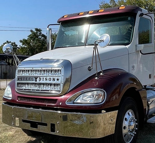 Griile Fits Freightliner Columbia CL112 / CL120 Grille Kit, Flame 18 Gauge Stainless Steel