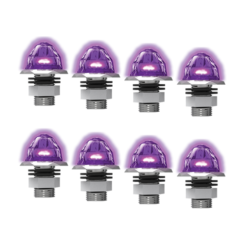 3/4" Jewel Style Mini Watermelon Hero LED Light - Purple Light / Clear Lens, 8 Pack