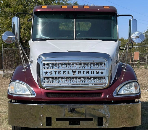 Griile Fits Freightliner Columbia CL112 / CL120 Grille Kit, Flame 18 Gauge Stainless Steel