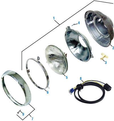Headlamp Assembly Left / Right Hand Sealed Beam Halogen 12 Volt 30in Cable Length Mack 