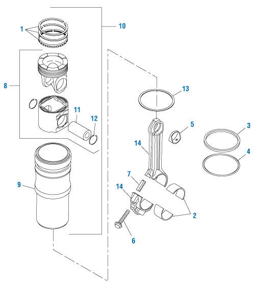 Piston Ring set for two piece piston with Plasma Ring Mack E7 engine application