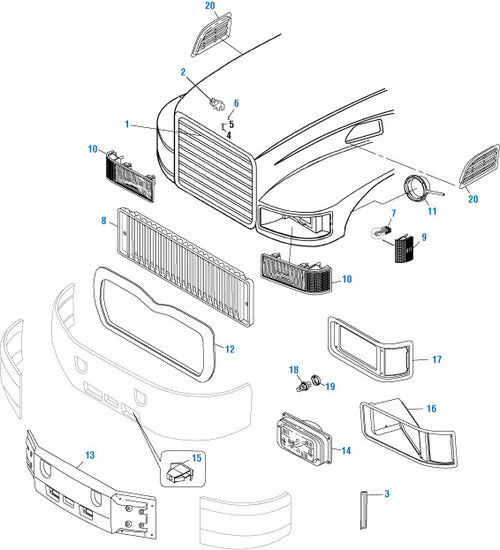 Headlight Panel Left and Right Hand Mack CH Models application Chrome