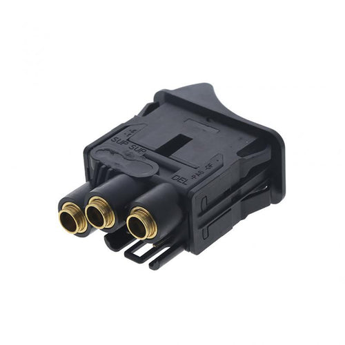 Power Take Off Valve | (3) 1/4in Push to Connect Fittings | Length 2.65in | Mack Air Control Switches Application