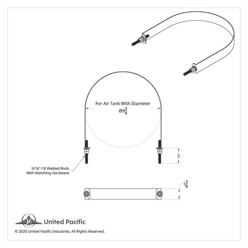 304 Stainless Steel Air Tank Straps For 9-3/4" Round Air Tank (Pair)