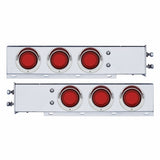 2.5" Bolt Pattern SS Spring Loaded Rear Bar W/6X 4" Red LED Mirage Lights & Visor -Red Lens (Pair)