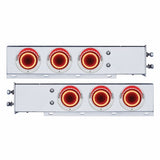 2.5" Bolt Pattern SS Spring Loaded Rear Bar W/6X 4" Red LED Mirage Lights & Visor -Clear Lens (Pair)