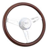 16" Mahogany Rim, Chrome 3-Spoke w/ Slot Cut Outs, Chrome Bezel, Chrome Horn Button - Logo