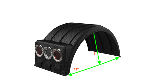 Minimizer Diamond Plate Black w/ Lightbox 19.5" Dual Tires Fender Plastic Tires (445 or 455)( Each )