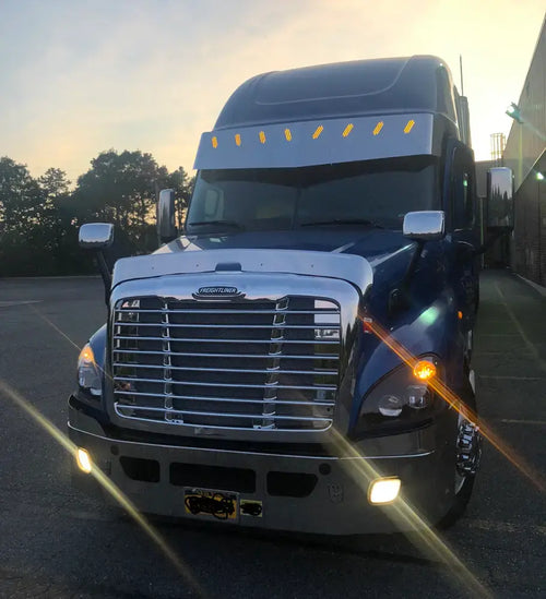 18 1/2” Visor V-Style 8 Hidden Light Holes. fits Freightliner Cascadia And Day Cab 2008-2017