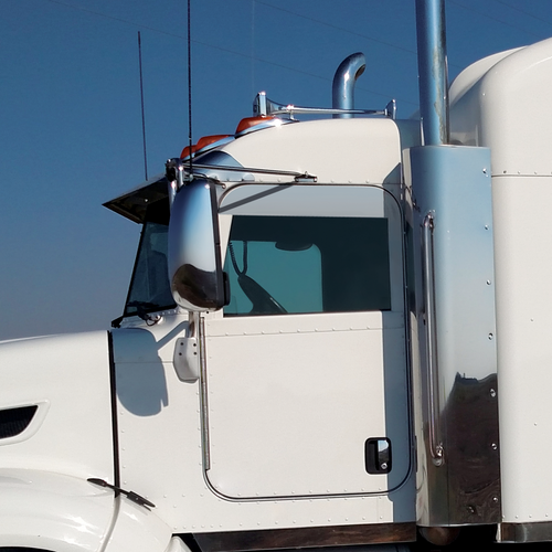 304 Stainless Steel 5" Chop Top Window Trim For 2008-2024 Peterbilt 389, 2008-2014 388, & 2006-2016 386 (Pair)