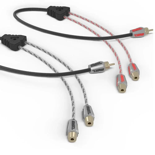DS18 Level 3 RCA 100% Copper OFC Y Connector 2 FEMALE to 1 MALE - BLACK / RED Kit