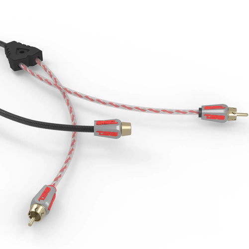 DS18 Level 3 RCA 100% Copper OFC Y Connector 1 FEMALE to 2 MALE - BLACK / RED Kit