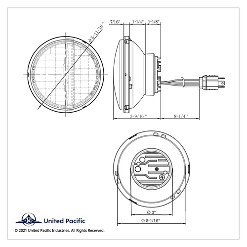 ULTRALIT - 8 High Power LED 5-3/4" Headlight - Black