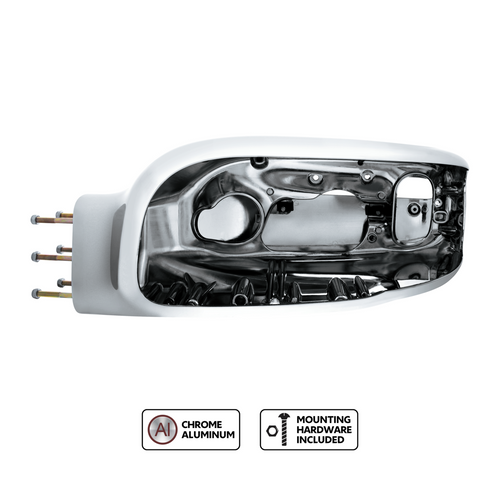 Chrome Aluminum Headlight Housing For 2008-2024 Peterbilt 389-Driver
