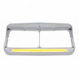 24 LED Rectangular Dual Headlight Bezel With Visor & GloLight - Amber LED/Clear Lens