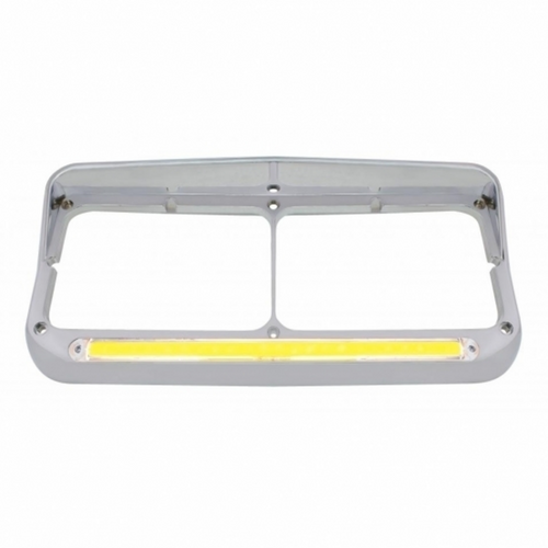 24 LED Rectangular Dual Headlight Bezel With Visor & GloLight - Amber LED/Clear Lens