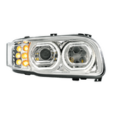 High Power 10 LED Chrome Headlight With 10 LED Turn & 100 LED Halo For 2008-2024 Peterbilt 389-Passenger