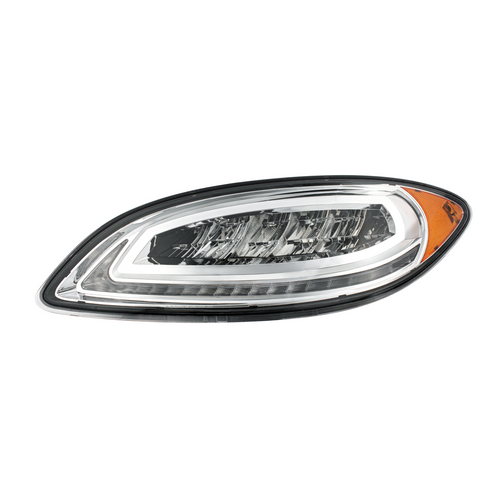 High Power 12 LED Chrome Headlight With 23 LED Dual Color Light Bar For 2006-2017 International Prostar-Driver