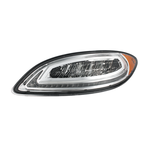 High Power 12 LED Chrome Headlight With 23 LED Dual Color Light Bar For 2006-2017 International Prostar-Driver