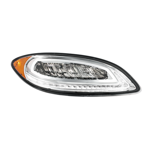 High Power 12 LED Chrome Headlight With 23 LED Dual Color Light Bar For 2006-2017 International Prostar-Passenger