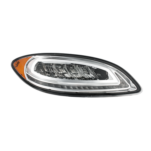 High Power 12 LED Chrome Headlight With 23 LED Dual Color Light Bar For 2006-2017 International Prostar-Passenger