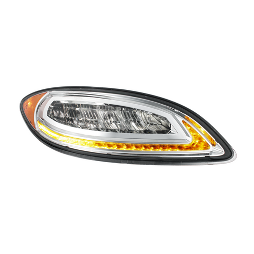 High Power 12 LED Chrome Headlight With 23 LED Dual Color Light Bar For 2006-2017 International Prostar-Passenger
