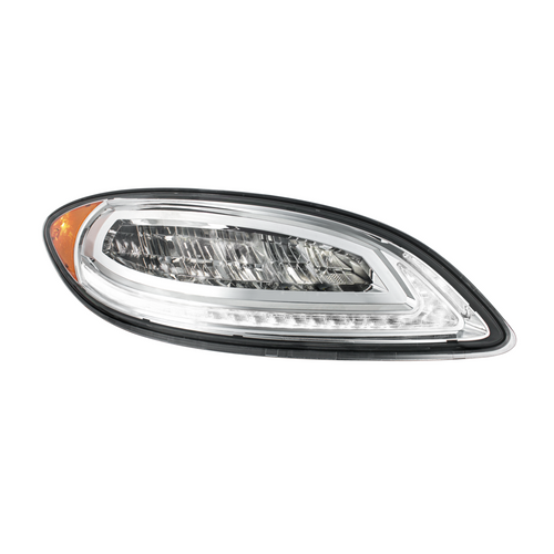 High Power 12 LED Chrome Headlight With 23 LED Dual Color Light Bar For 2006-2017 International Prostar-Passenger
