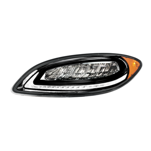 High Power 12 LED Chrome Headlight With 23 LED Dual Color Light Bar For 2006-2017 International Prostar-Driver