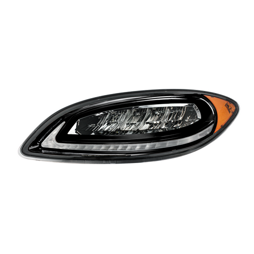 High Power 12 LED Chrome Headlight With 23 LED Dual Color Light Bar For 2006-2017 International Prostar-Driver