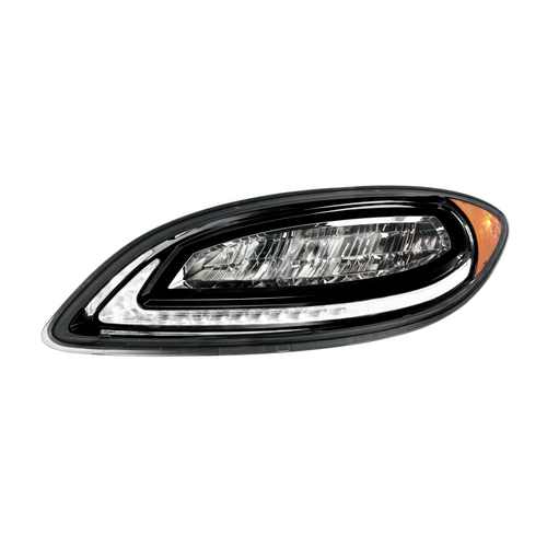 High Power 12 LED Chrome Headlight With 23 LED Dual Color Light Bar For 2006-2017 International Prostar-Driver