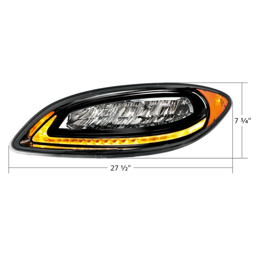 High Power 12 LED Chrome Headlight With 23 LED Dual Color Light Bar For 2006-2017 International Prostar-Driver