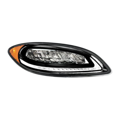 High Power 12 LED Blackout Headlight With 23 LED Dual Color Light Bar For 2006-2017 International Prostar-Passenger