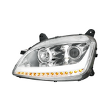 Chrome Projection Headlight With LED Position Light & Sequential Signal For 2012-2021 Peterbilt 579, 587- Driver