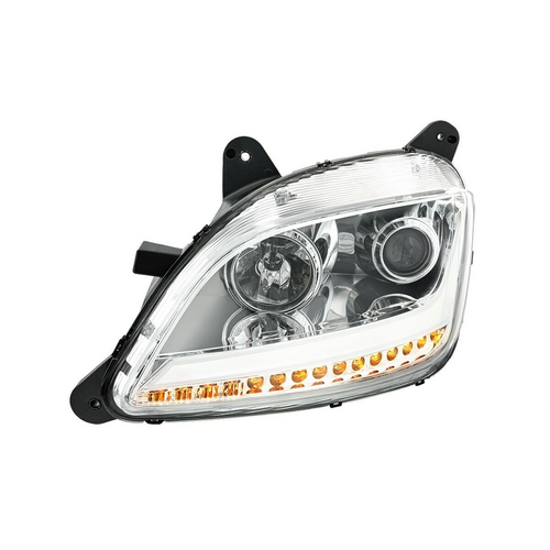 Chrome Projection Headlight With LED Position Light & Sequential Signal For 2012-2021 Peterbilt 579, 587- Driver