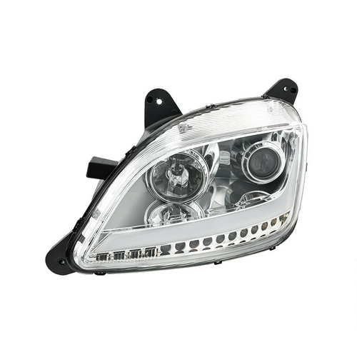 Chrome Projection Headlight With LED Position Light & Sequential Signal For 2012-2021 Peterbilt 579, 587- Driver