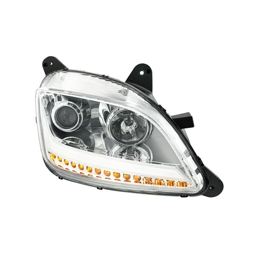 Chrome Projection Headlight With LED Position Light & Sequential Signal For 2012-2021 Peterbilt 579, 587 - Passenger