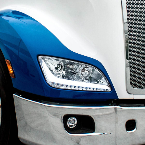 Chrome Projection Headlight With LED Position Light & Sequential Signal For 2012-2021 Peterbilt 579, 587 - Passenger