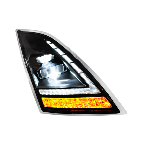 Blackout Full LED Headlight With LED Turn Signal and DRL For 2018-2024 Volvo VNL-Passenger