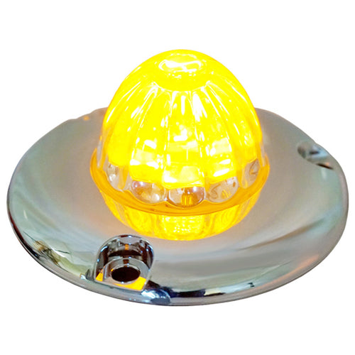 Legendary 1-1/2 Glass Watermelon Clear-Amber 3 Wire Dual Function Chrome Flat Bezel LED Light - Each