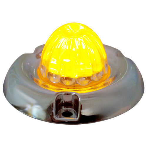 Legendary 1-1/2 Glass Watermelon Amber-Clear 3 Wire Dual Function Inset Chrome Bezel LED Light - Each