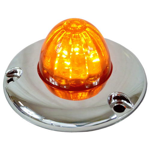 Legendary 1-1/2 Glass Watermelon Amber-Amber 3 Wire Dual Function Chrome Flat Bezel LED Light - Each