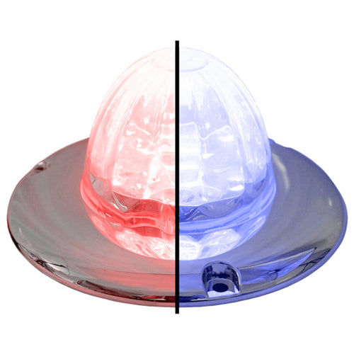 Legendary 3-1/2 Glass Watermelon Red-Blue-Clear 4 Wire Dual Tone Chrome Flat Bezel LED Light - Each