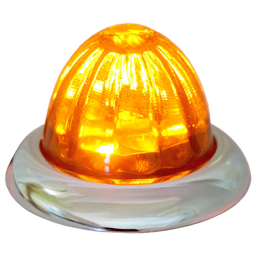 Legendary 1-1/2 Glass Watermelon Amber-Amber 3 Wire Dual Function Chrome Bezel, Stud Mount LED Light