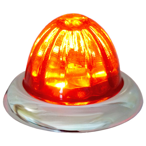 Legendary 1-1/2 Glass Watermelon Red-Red 3 Wire Chrome Bezel, Stud Mount LED Light - Each