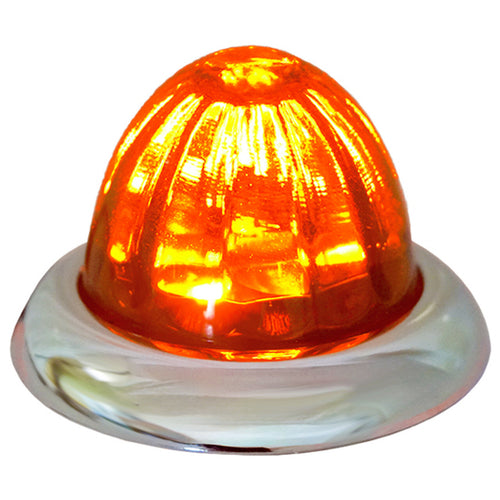 Legendary 1-1/2 Glass Watermelon Dark Amber 3 Wire Dual Function Curved Chrome Bezel, Stud Mount LED Light - Each