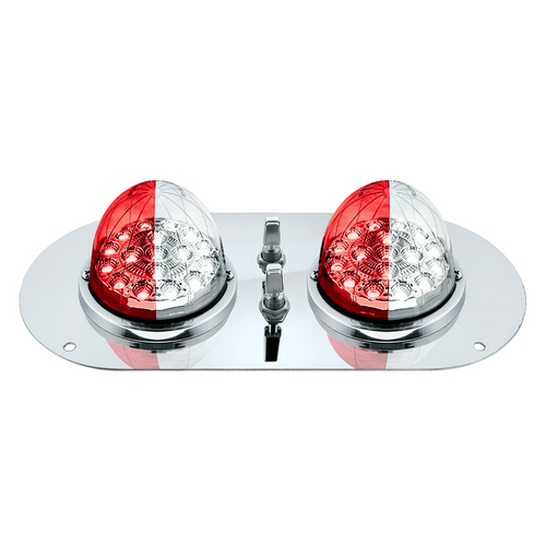 304 SS Above Door Dome Light Kit With 2 X 17 LED Double Fury Watermelon For KW & PB Trucks-Red & White LED