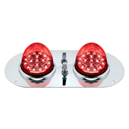 304 SS Above Door Dome Light Kit With 2 X 17 LED Double Fury Watermelon For KW & PB Trucks-Red & White LED