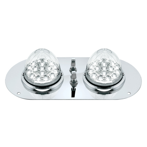 304 SS Above Door Dome Light Kit With 2 X 17 LED Double Fury Watermelon For KW & PB Trucks-Red & White LED