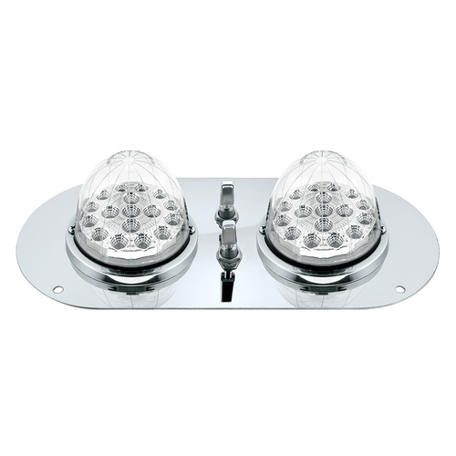 304 SS Above Door Dome Light Kit With 2 X 17 LED Double Fury Watermelon For KW & PB Trucks-Red & White LED